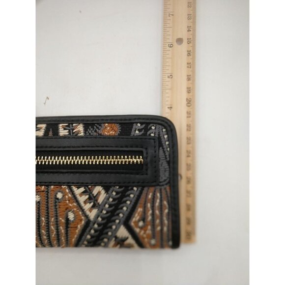 Spartina 449 Bellinger Batik Bifold Wallet Natural Linen & Leather RFID Protecte - Picture 2 of 5